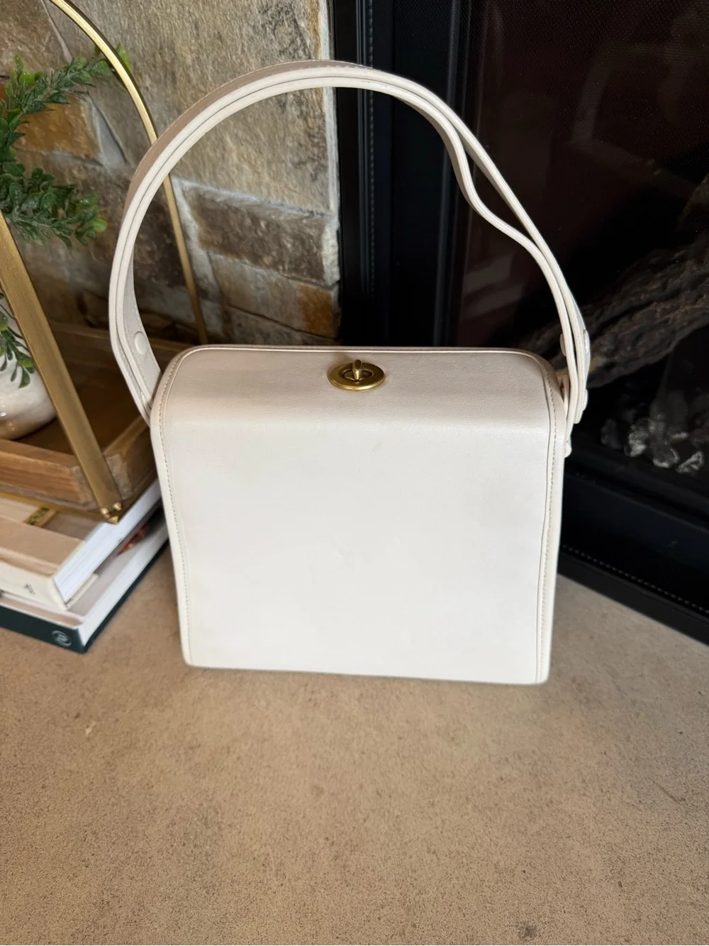Coach Vintage White Structured Top-Handle Shoulder Bag